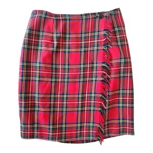Rafaella Red Plaid Wool Skirt Size 10 – 100% Wool Tartan Mini Skirt